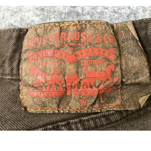 Levi 501 Jeans Brown Mens 36x30 Button Fly Wide Leg Boot Cut Denim Western - Picture 9 of 9